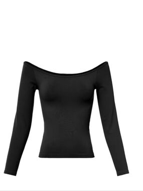 Boutique Dyamic Women's Off The Shoulder Neck Long Sleeve Top Black OS New Poly
